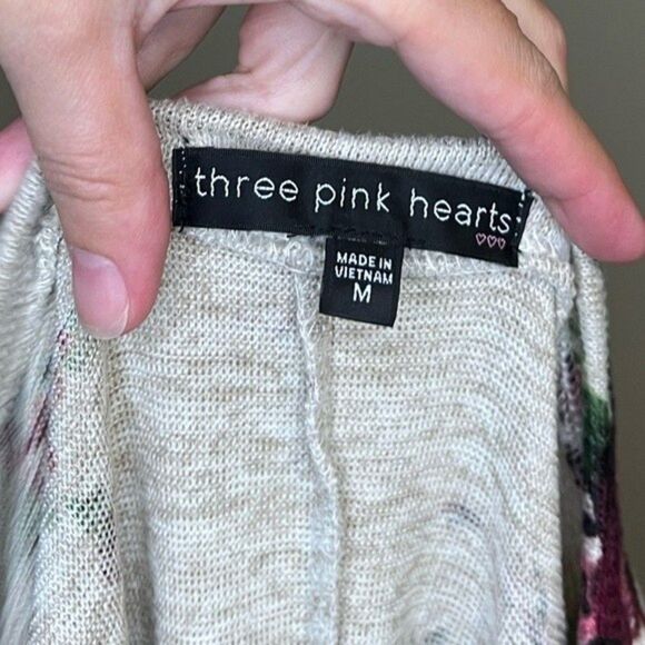 Three Pink Hearts Tan Floral Tunic Dress Size M - Picture 4 of 5